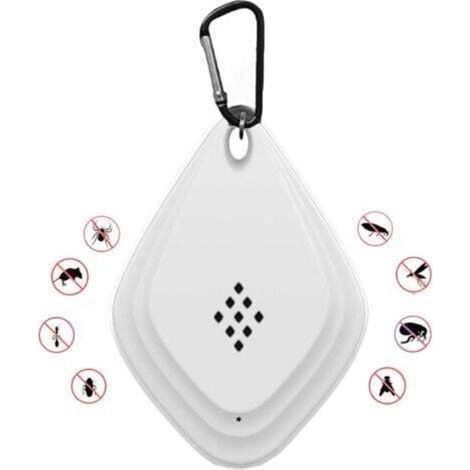 Répulsif anti-moustiques extérieur ultrasonique portable USB avec crochet noir – Électrique, sans produit chimique, facile à installer