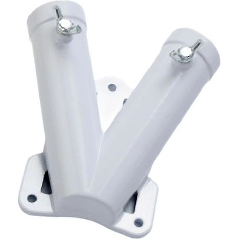 Verstellbare Doppelfahnenhalterung aus Aluminiumlegierung, für Garten, Veranda, Außengeländer, 28 mm, weiß (1/5)