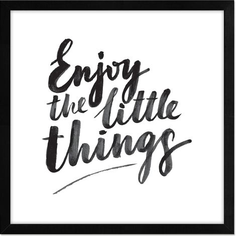 Lupia - Quadro Moderno in legno mdf con Cornice OPTICAL in Legno Sottile Nera ENJOY THE LITTLE 32x32 cm, Poster con Frasi motivazionali, decorazione arredo Casa, Ufficio, Regalo, Pronto da Appendere (1/4)