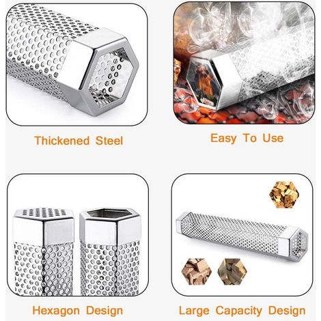 Tube à fumée pour barbecue en acier inoxydable de qualité supérieure de 30 cm (12 pouces) avec copeaux de bois (1/3)