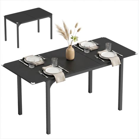 Table de salle à manger extensible 4 à 6 personnes acier et MDF (1/5)