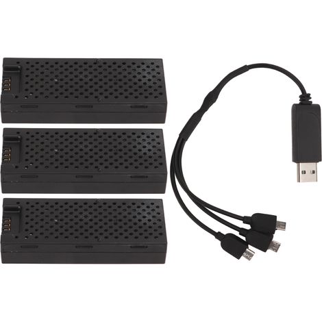 Batterie lithium 3.7V 400mAh pour drone XK K127, câble de charge inclus, remplacement pour avion RC, couleur noire. (1/5)