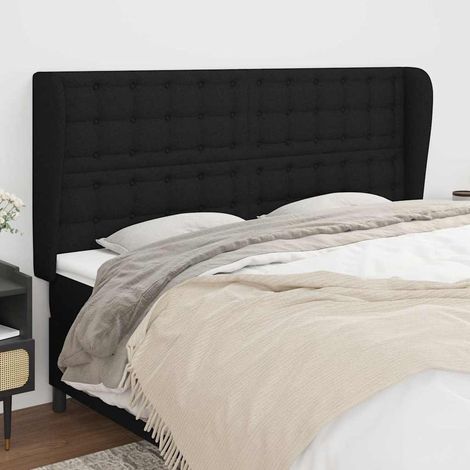 vidaXL Tête de lit avec oreilles Noir 163x23x118/128 cm Tissu (1/5)