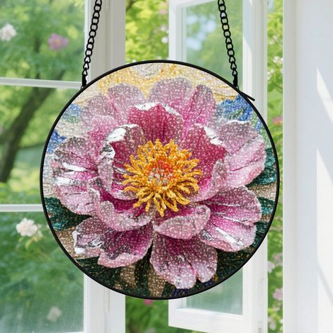 Suspension en vitrail, attrape-soleil minimaliste unique, décoration fenêtre maison, cadeau Fête des Mères, Noël pour femme, homme, maman 9cm (1/5)