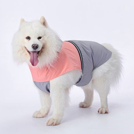 Impermeabile per cani con strisce riflettenti, ultraleggero, traspirante e impermeabile, impermeabile regolabile con cappuccio, per cani (1/4)