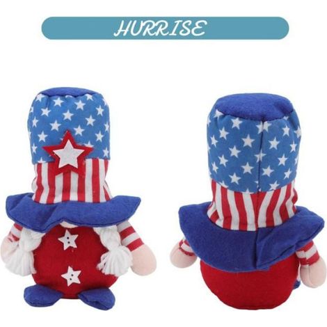 Sonew Décorations de gnome patriotique du 4 juillet Décorations De Gnomes Patriotiques Du 4 linge decoration Chapeau étoile bleue (1/5)