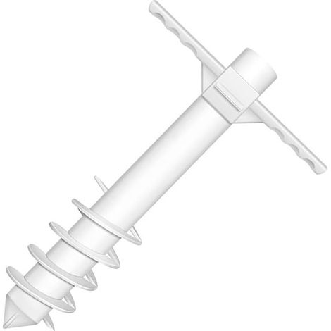 Pied de parasol universel avec ancre de sable résistante au vent, support à vis léger et résistant aux UV, pour plage, jardin, terrasse et vacances, blanc (1/5)