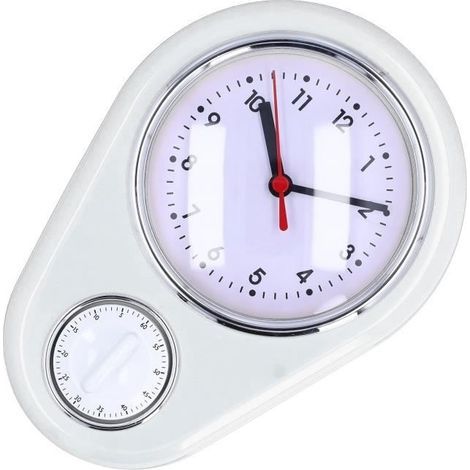 (Weiß) 23 cm Wanduhr mit Zeitschaltuhr, Küchenuhr mit Zeitschaltuhr, 23 cm Küchentimer, Weiß (1/4)