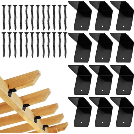 Attaches Pour Chevrons 12 Pièces Fixations Galvanisées pour Toiture  eurs De Toiture Noirs Pour Poutres Cloisons Terrasses Tonnelles (1/5)