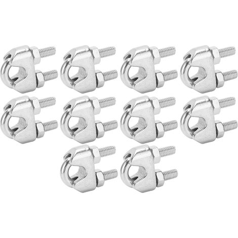 Lot de 10 serre-câbles en acier inoxydable M8 de 5/16 pouces avec boulon en U et fixation en selle (1/5)