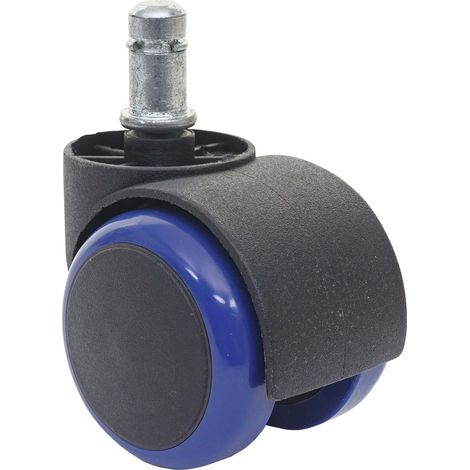 Set 5x ruote per sedie poltrone girevoli 50mm HHG-332 plastica poliuretano blu