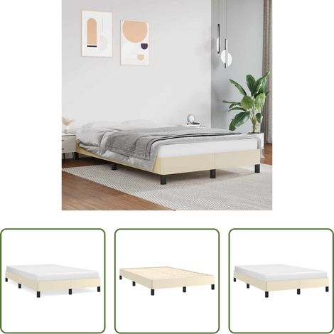 Kunstlederbett - Bettgestell ohne Matratze Creme 120x190 cm Kunstleder (1/5)