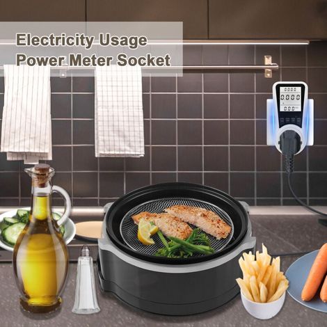 Zoternen Écran LCD, compteur d'énergie, prise de courant, testeur de tension, ampères, puissance (kWh), analyseur de consommation, moniteur avec rétroéclairage, prise CA 230 V 250 V (1/4)