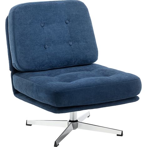 Fauteuil Jourdain pivotant design Chesterfield capitonné bleu nuit confort ultra-doux (1/5)
