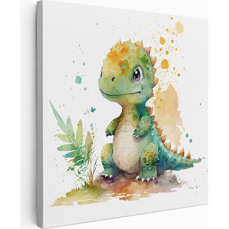 Tableau toile Enfants Carré - Bébé Dinosaure - 80x80 cm (1/2)