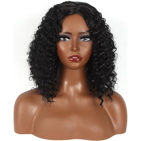 Perruque en dentelle HD pour femme - Sans colle - Perruque invisible - Courte et bouclée - Cheveux afro (1/5)