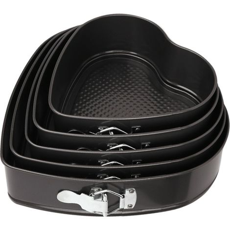 Lot 5 moules cœur magnétiques (20–28 cm), fond amovible, pâtisserie/démoulage facile