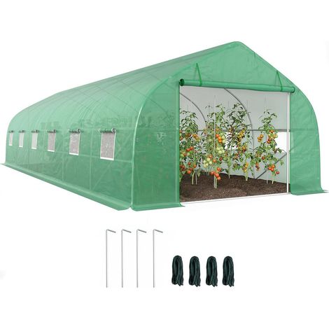 Protéger vos Cultures et Légumes Grande Serre Tunnel de Jardin 8x3x2m Bâche PE Structure Métal 12 Fenêtres (1/5)