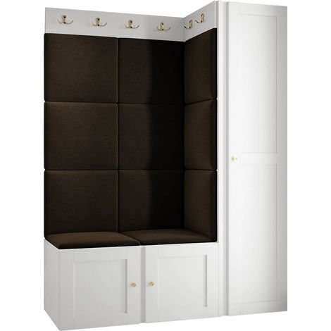 Conjunto para recibidor Hartford 377, Manila 04, 186x124x46cm, Aglomerado laminado, Tapiz, MDF, Colocada, Montada en la pared (1/5)