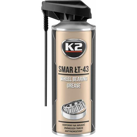 K2 Smar do Łożysk Spray LT-43 400ml, grasa lubricante para rodamientos, reduce fricción y desgaste, ideal para maquinaria, vehículos y equipos industriales, alta resistencia.