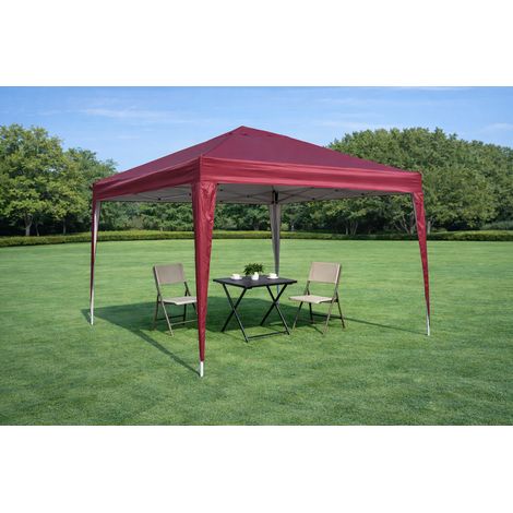 pavillon pliant tonnelle jardin 3 x 3 m acier bordeaux HAVRYA (1/5)