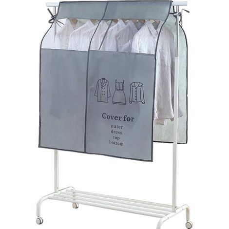 Housse de rangement transparente pour vêtements, 90x110cm, housse suspendue avec fond fermé, protège-poussière pour penderie, cache-linge étanche pour manteaux, costumes et robes (1/5)