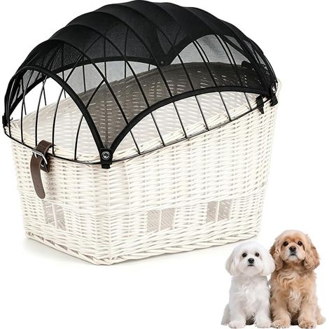 Voile d'ombrage panier de vélo pour chien 60 x 38 cm Noir (1/3)