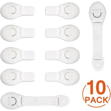 [10er-Packung] Kindersicherungen, geeignet für Schranktüren weiche Babysicherungen mit Klebestreifen, geeignet für Schubladen mit starkem Klebstoff geeignet für Schränke, Kühlschränke und Badezimmer.