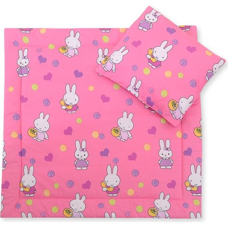 Linge de lit pour poussette avec rembourrage, couette et oreiller - Rose Hallo Rabbit