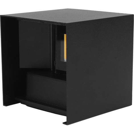Applique murale extérieure LED, éclairage haut et bas, 12 W, 3500 K, forme cubique/carrée, lumière chaude, orientable, pour maison ou terrasse, noir. (1/5)