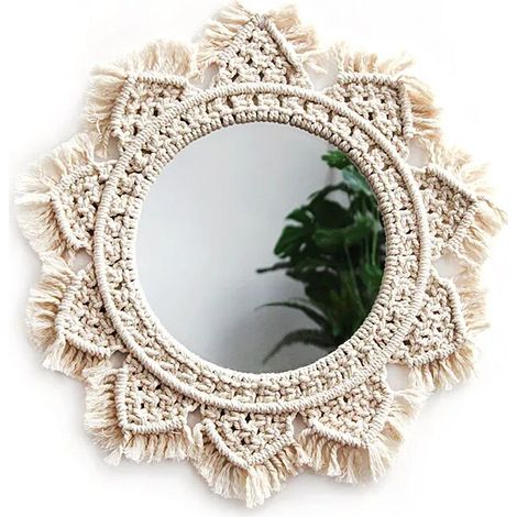 Wall Hanging Mirror with Macrame Fringe Round Mirror Art Boho Decor for Apartment Living Room Bedroom Baby Nursery Dorm Entryways 4Fvj7Tjt (1/5)