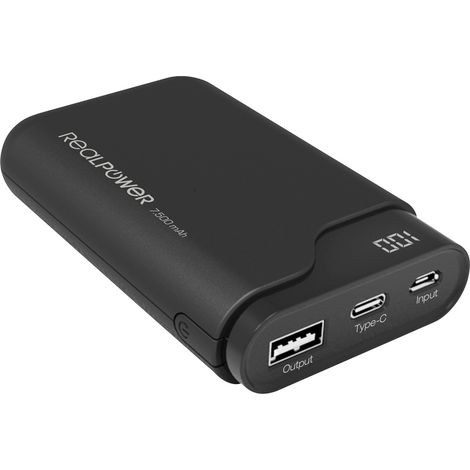 RealPower PB-7500C Powerbank 7500 mAh Li-Ion Schwarz (1/5)