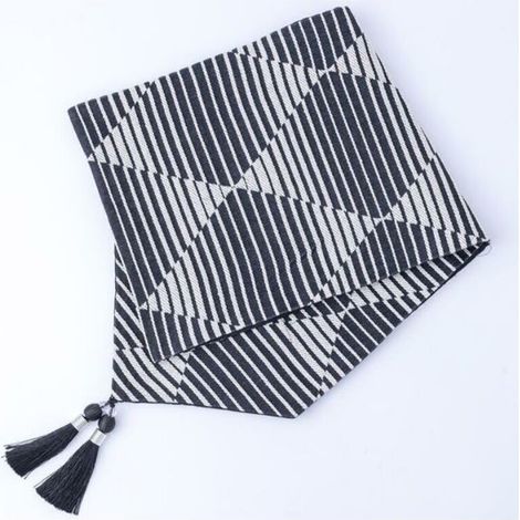 Mobilier d'intérieur Décoration Objets décoratifs Drapeau de table motif géométrique jacquard coton et lin noir et blanc (32x220cm, dégradé losanges) (1/5)
