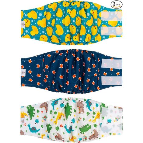 Couches Lavables pour Chien Mâle - Bandes Ventrales Réutilisables, Enveloppements pour l'Incontinence Canine DM02L-FR (1/5)