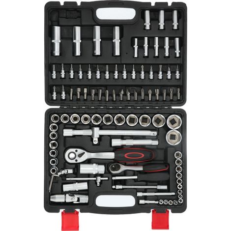94pcs Kit de clés à cliquet et douilles à chocs pour entretien auto, réparation voitures camionnettes caravanes camping-cars (1/5)