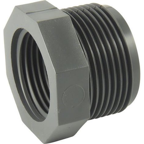 Réduction PVC pression courte, mâle 33x42 (1"1/4) femelle 26x34 (1").