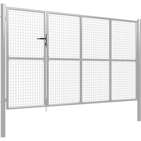 Maison Exclusive - Gartentor Stahl 350 x 150 cm Silbern