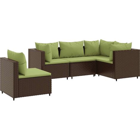 vidaXL Set Divani da Giardino 5 pz con Cuscini Marrone in Polyrattan (1/5)