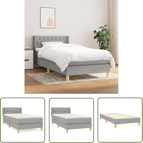 The Living Store Boxspringbett mit Matratze Hellgrau 90x190 cm Stoff - Boxspringbett - Doppelbett - Bettenrahmen - Lattenrost - Matratze (1/5)