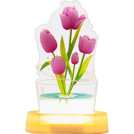 Veilleuse tulipe Portable, chambre à coucher, dortoir, Table de chevet, lampe en acrylique, décoration (Violet) (1/5)
