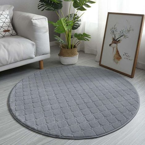 Tapis rond en terre, doux, confortable, moelleux, antidérapant, épais, lavable, pour salon, chambre à coucher, balcon, cuisine, diamètre F : 80 cm (1/3)