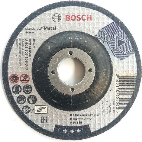 Bosch Disco da Taglio 115mm Acciaio Centro Depresso per Smerigliatrice
