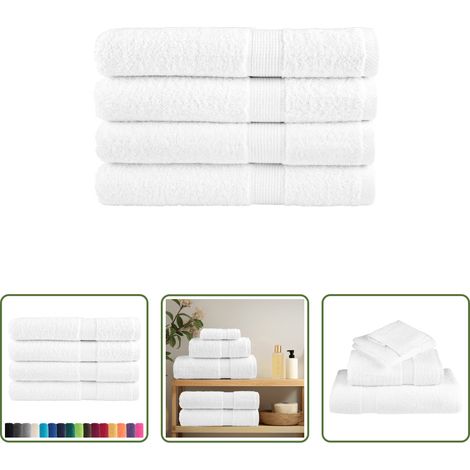 vidaXL Weiß - Premium Handtücher SOLUND 4 Stk. Weiß 100x200 cm 600 g/m² (1/5)