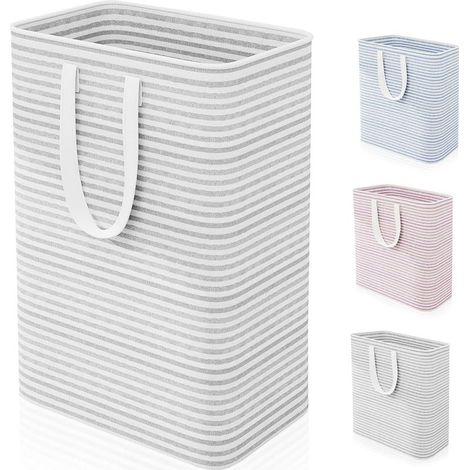 Grand Panier à Linge Pliable 75L, Panier à Linge Imperméable Autoportant, Poignées Renforcées, Corbeille à Linge pour Vêtements, Serviettes, Jouets et Couvertures, Gris (1/5)