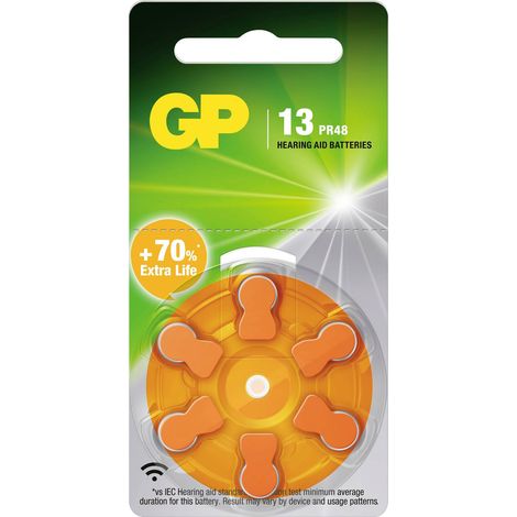GP Pile pour appareil auditif ZA 13 1.4 V 6 pc(s) zinc-air PR48 Q595653 (1/2)
