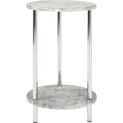 HAKU Möbel Tavolino cemento, cromo, MDF, metallo - Dim. A 50 cm x Ø 30 cm, Stile Moderno