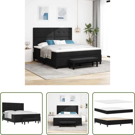 Matratze - Boxspringbett mit Matratze Schwarz 180 x 200 cm Stoff (1/5)