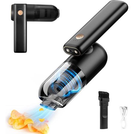 Kabelloser Autostaubsauger, 6000 Pa, Handstaubsauger, Mini-Autostaubsauger mit LED-Licht und USB-Ladefunktion für die Reinigung von Haushalt und Auto  - Crezuo