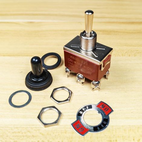 Gebildet 3pièces Interrupteur à Bascule à Verrouillage Etanche 20A-12VCC/10A -24VDC, 20A-125VAC/10A -250VAC DPDT 6broches ON/OFF/ON Interrupteur à Bascule + 3capuchons (1/4)