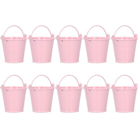 Juego de 10 mini macetas para plantas suculentas, pequeños cubos de metal rosa para decoración de interiores y exteriores, 4 x 5,5 x 6 cm (1/5)